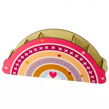 LEAN Wooden Desk Organizer for Kids Rainbow Pink