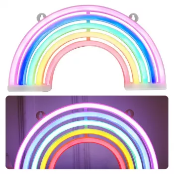 LEAN Decorative Night Light Neon Rainbow LED Battery Operated