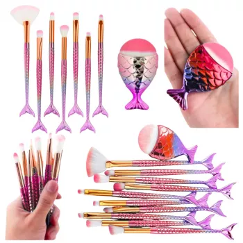 LEAN Mermaid Tail Makeup Brush Set Purple-Pink 8pcs