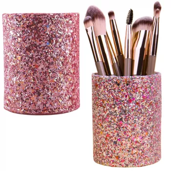 LEAN Container Cup For Brushes And Accessories Glitter Pink