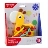 LEAN TOYS Sensorinis žaislas Žirafa su traukiamaisiais virveliais Geltona