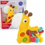LEAN TOYS Sensorinis žaislas Žirafa su traukiamaisiais virveliais Geltona