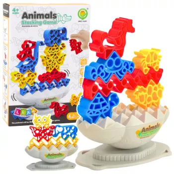 LEAN TOYS Game Skill Balance Tower Stone Animals Blocks Colored