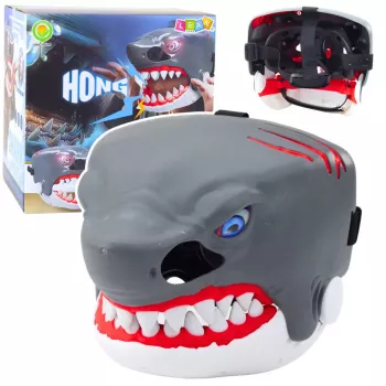 LEAN TOYS Shark Mask Opening Mouth Lights Sounds Adjustable Strap