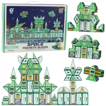 LEAN TOYS Magnetiniai blokeliai Kosminė stotis 4D 172vnt