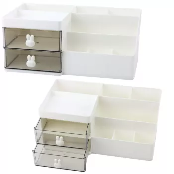 LEAN Functional Desk Organizer with Drawers and Compartments - White