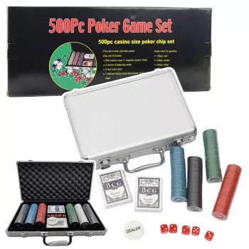 LEAN TOYS Profesionalus pokerio rinkinys 500 vnt. aliumininiame dėkle