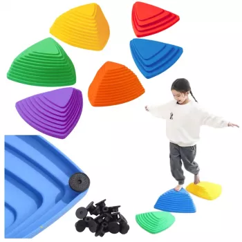 LEAN TOYS Sensorinis lavinimosi takas – Spalvoti balansiniai akmenys, 6 vnt.