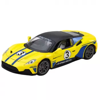 LEAN TOYS Metal Sports Car Lights Sounds Drive Yellow 1:22