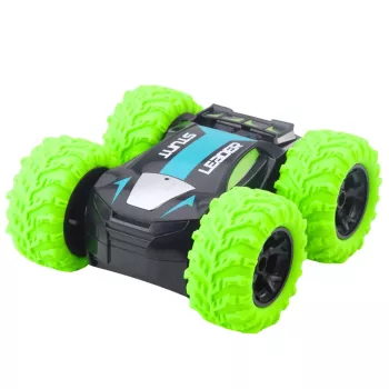 LEAN TOYS nuotoliniu valdymu valdomas triukų automobilis RC Stunt Car 360° Spins Žalias