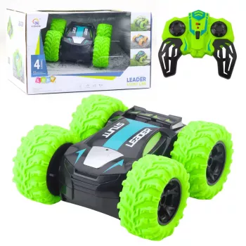 LEAN TOYS nuotoliniu valdymu valdomas triukų automobilis RC Stunt Car 360° Spins Žalias
