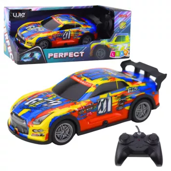 LEAN TOYS RC Racing Car with Glowing Body, Blue and Yellow