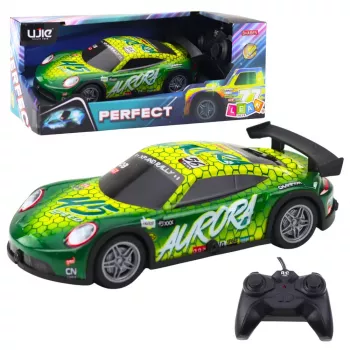 LEAN TOYS RC Remote Controlled Racing Car with Glowing Body Green