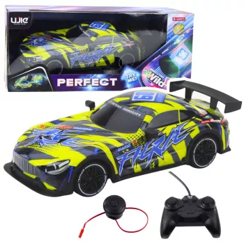 LEAN TOYS RC lenktyninis automobilis su apšviestu kėbulu geltonas
