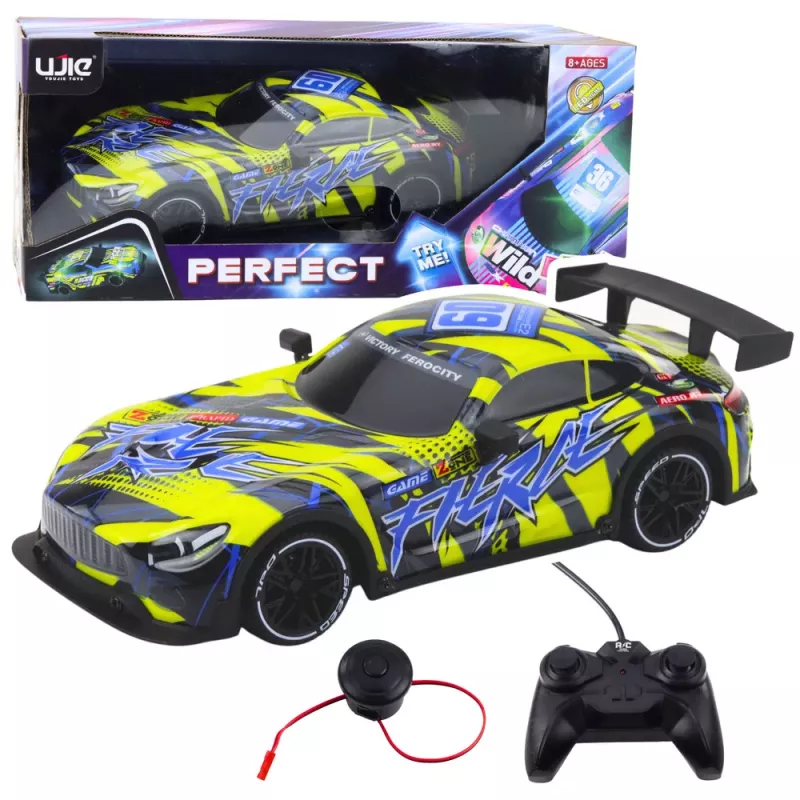 LEAN TOYS RC lenktyninis automobilis su apšviestu kėbulu geltonas