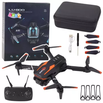 LEAN TOYS LU800 nuotoliniu valdymu dronas su kamera ir LED šviesomis, oranžinis