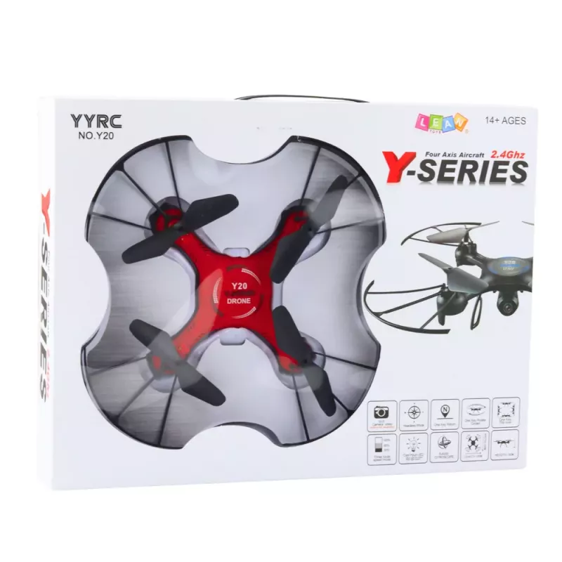 LEAN TOYS Y20 UFO nuotoliniu valdymu dronas su šviesomis 360° sukimasis Raudonas