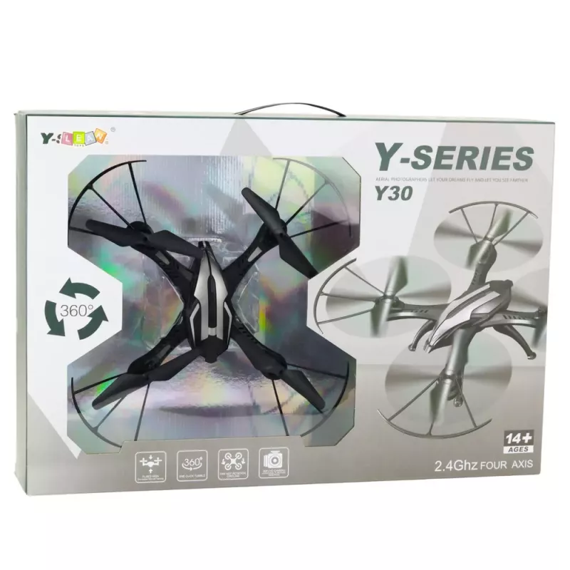 LEAN TOYS Y30 nuotoliniu valdymu dronas su LED lemputėmis, 6 ašių giroskopu, 360° sukimu, 2.4 GHz 4 kanalų kvadrokopteris