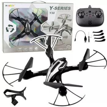 LEAN TOYS Y30 nuotoliniu valdymu dronas su LED lemputėmis, 6 ašių giroskopu, 360° sukimu, 2.4 GHz 4 kanalų kvadrokopteris