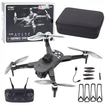 LEAN TOYS Drone Y329 HD Camera WiFi FPV Quadcopter su LED lemputėmis, programėlės valdymu, juodos anglies spalvos