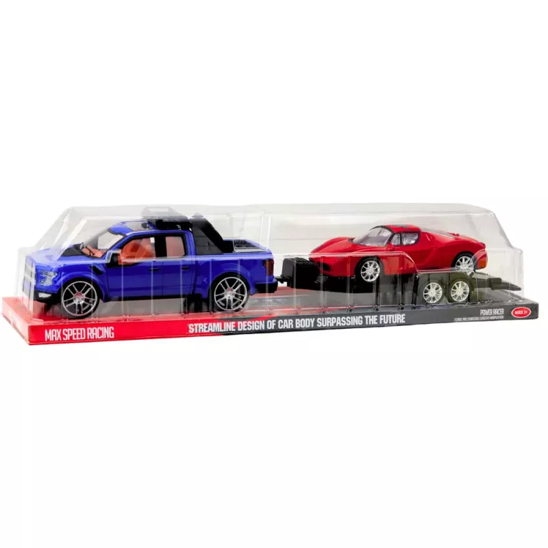 LEAN TOYS Visureigis su vilkiku ir sportiniu automobiliu