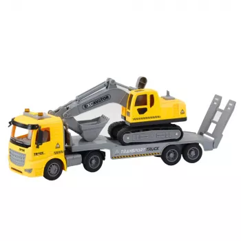 LEAN TOYS Truck Tow Truck Crawler Excavator Moving Lights Sounds Yellow