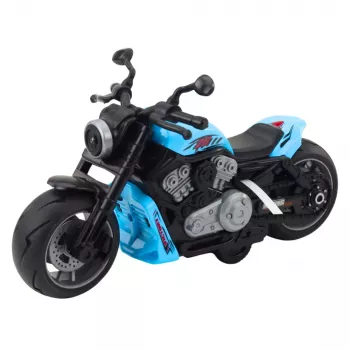 LEAN TOYS Baterijomis varomas žaislinis motociklas su šviesomis ir garsais mėlynas
