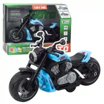 LEAN TOYS Baterijomis varomas žaislinis motociklas su šviesomis ir garsais mėlynas