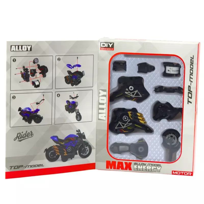 LEAN TOYS Motorcycle To Assemble Screw Metal 1:14 DIY Gold Elements Black