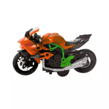 LEAN TOYS Motociklo Konstravimo Rinkinys Su Sraigtais Metalinis 1:14 DIY Oranžinis-Žalias