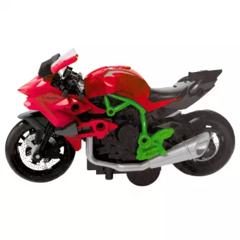LEAN TOYS Motociklas surinkimui su varžtais Metalinis 1:14 DIY Žalia-Raudona