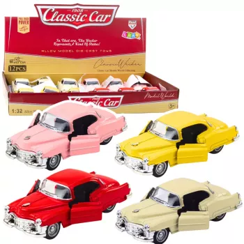 LEAN TOYS Classic Car From The 50s Metal Pull-Back Drive Opening Doors 1:32 Mix