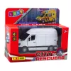 LEAN TOYS Metal Delivery Truck With Pull Back Motor, Lights, Sounds, White 1:32