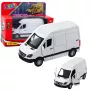LEAN TOYS Metal Delivery Truck With Pull Back Motor, Lights, Sounds, White 1:32