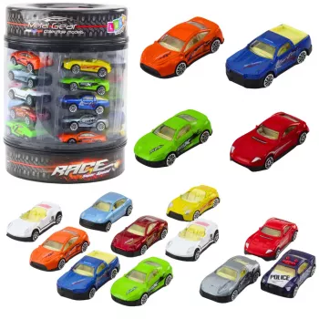 LEAN TOYS Spyruoklių rinkinys vamzdelyje Modernūs sportiniai automobiliai 1:64