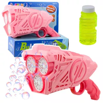 LEAN TOYS Battery Operated Bubble Gun LED Lights Pink
