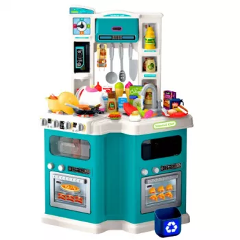 LEAN TOYS Large Kids Kitchen Home Chef virtuvė su garsais ir 109 priedais