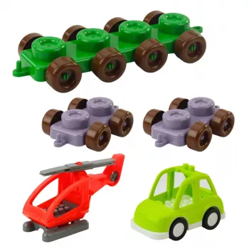 LEAN TOYS Educational Construction Blocks in a Bag Dinosaurs Numbers Letters 91 pcs.