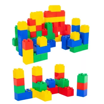 LEAN TOYS Didelių konstrukcinių kaladėlių rinkinys maiše, Spalvingas, 28.5x9x9 cm, 20 vnt.