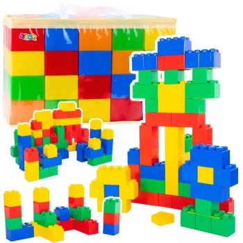 LEAN TOYS Didelių konstrukcinių kaladėlių rinkinys maiše, Spalvingas, 28.5x9x9 cm, 20 vnt.