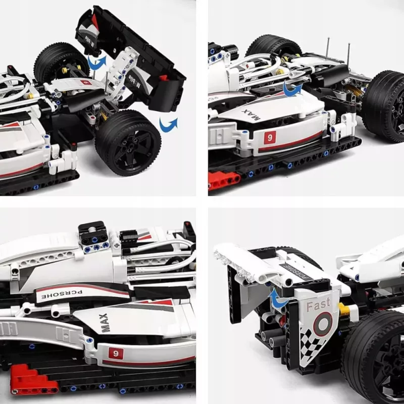 LEAN TOYS Construction Bricks F1 Race Car White and Red 1235 pcs.