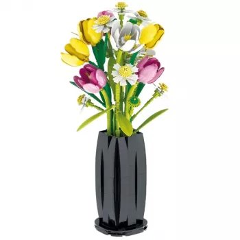 LEAN TOYS Construction Blocks Bouquet of Tulips in a Vase 1250 pcs.