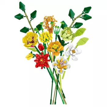 LEAN TOYS Construction Blocks Decorative Bouquet of Colorful Flowers 827 pcs.