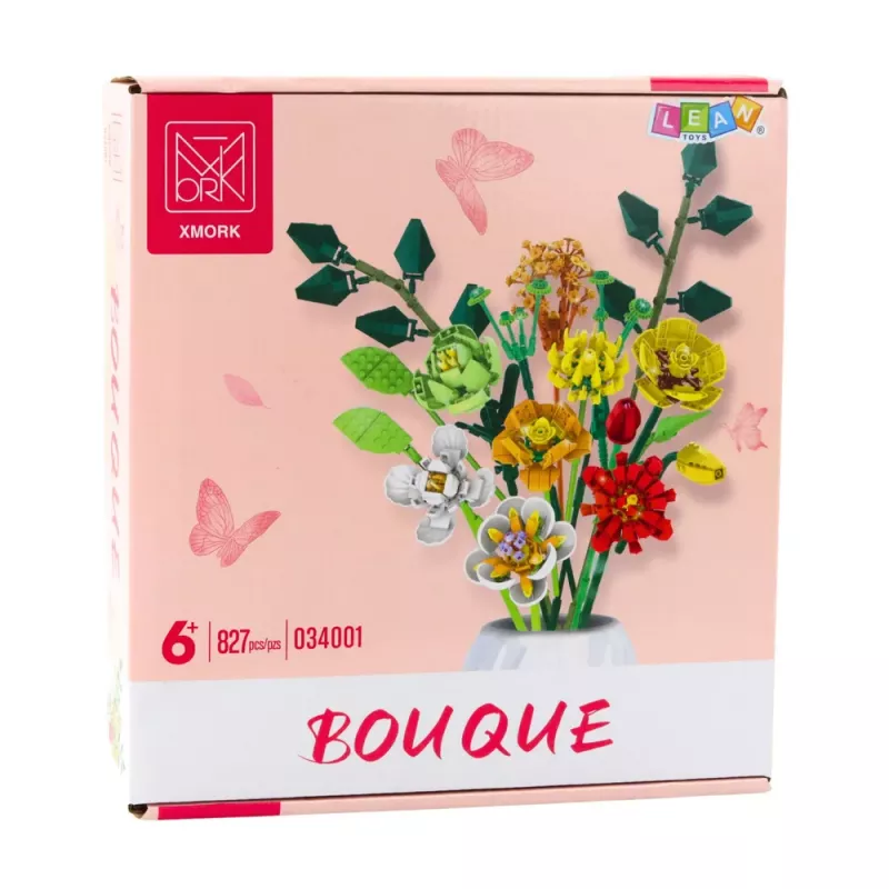 LEAN TOYS Construction Blocks Decorative Bouquet of Colorful Flowers 827 pcs.