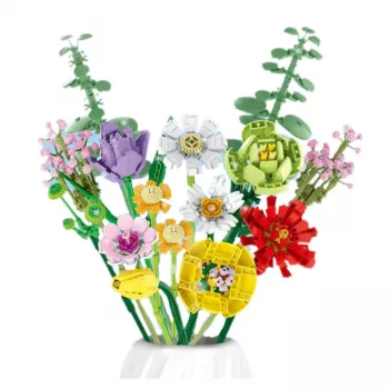 LEAN TOYS Construction Blocks Decorative Bouquet of Colorful Flowers 854 pcs.