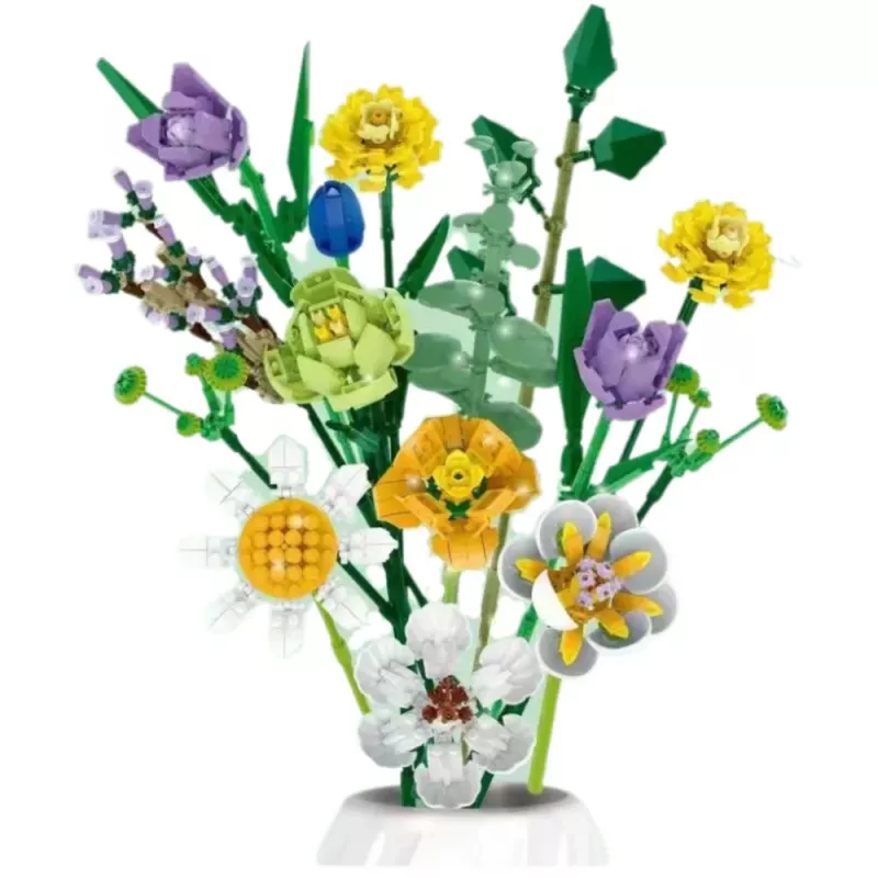LEAN TOYS Construction Blocks Decorative Bouquet of Colorful Flowers 997 pcs.