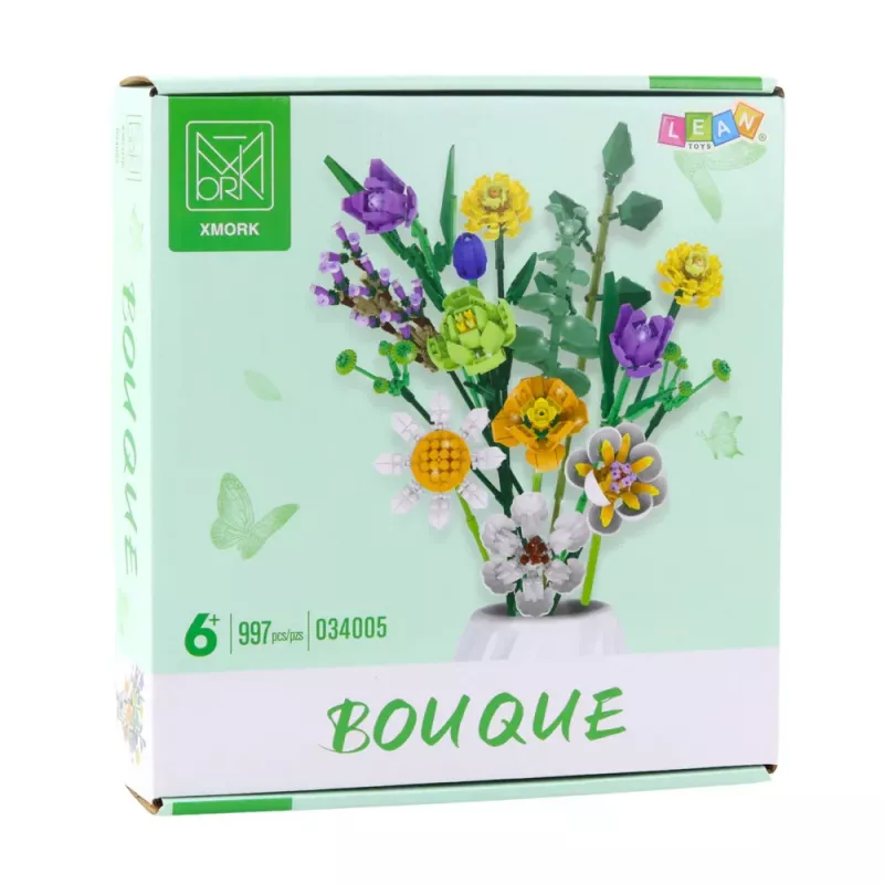 LEAN TOYS Construction Blocks Decorative Bouquet of Colorful Flowers 997 pcs.