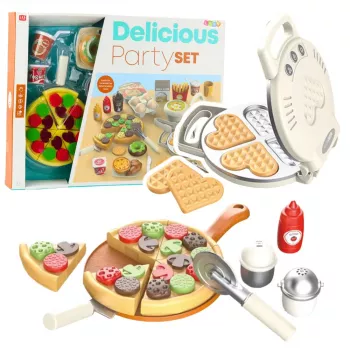 LEAN TOYS Pizza Waffle Set su Priedais Virtuviniai Aksesuarai Vaikams