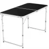 LEAN Sulankstomas Kempingo Staliukas Reguliuojamas Aliuminis Juodas 120x60cm