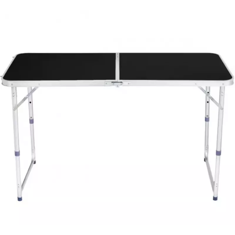 LEAN Sulankstomas Kempingo Staliukas Reguliuojamas Aliuminis Juodas 120x60cm
